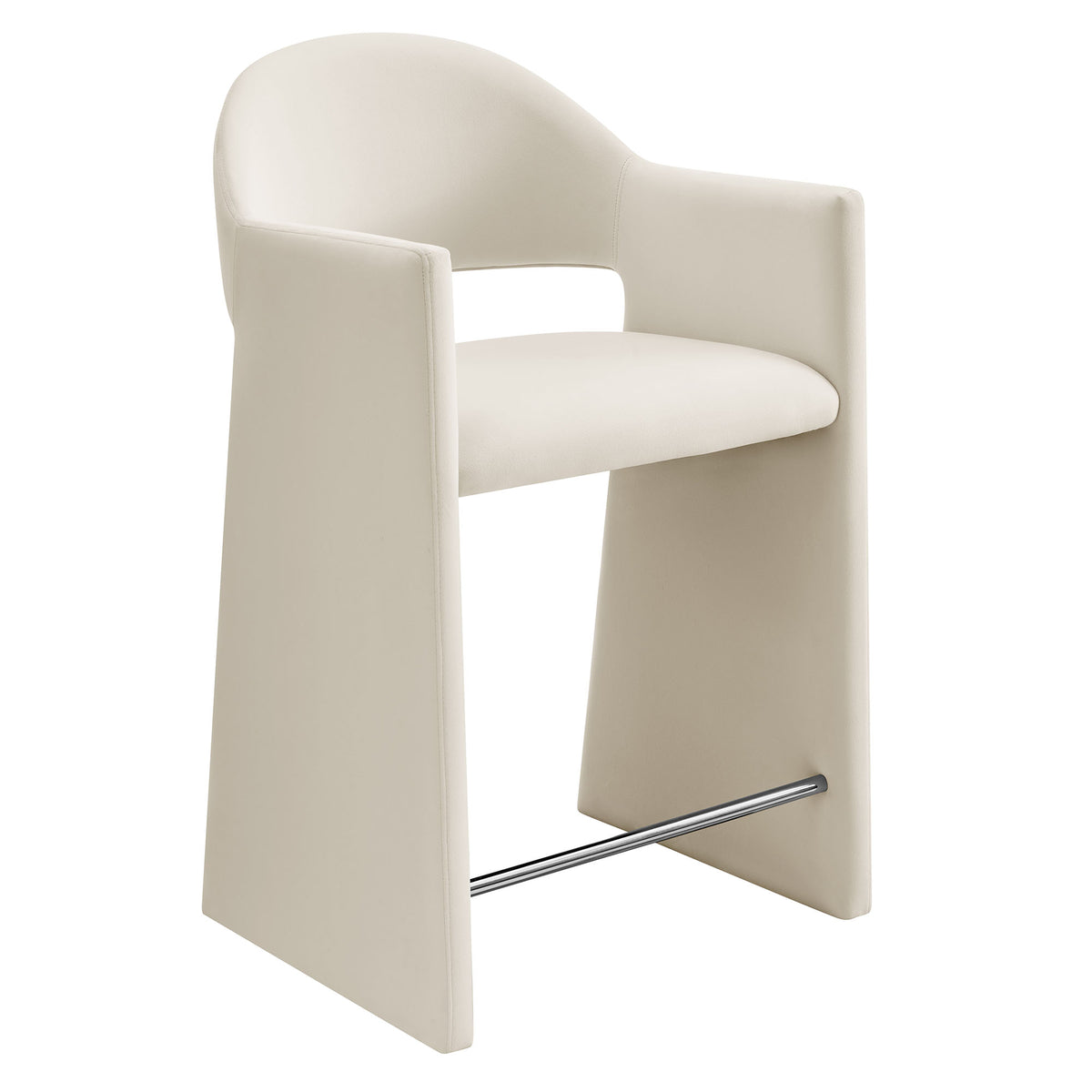 Quartz 37 Inch Performance Velvet Counter Stool in Alabaster