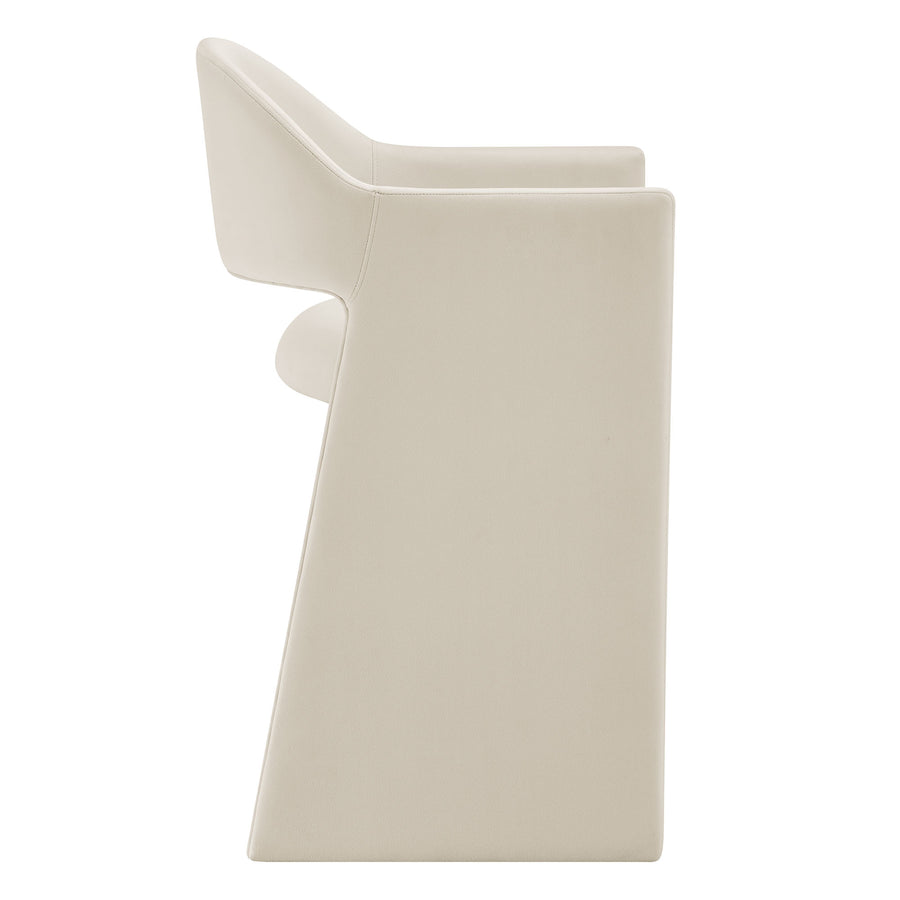 Quartz 37 Inch Performance Velvet Counter Stool in Alabaster