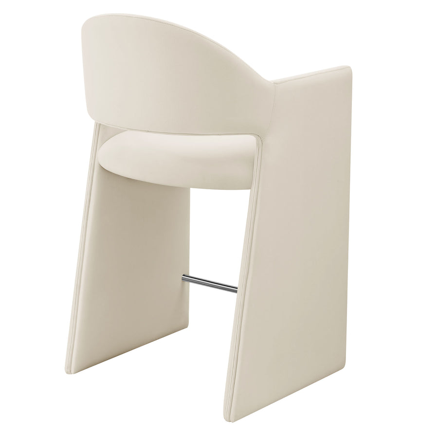 Quartz 37 Inch Performance Velvet Counter Stool in Alabaster