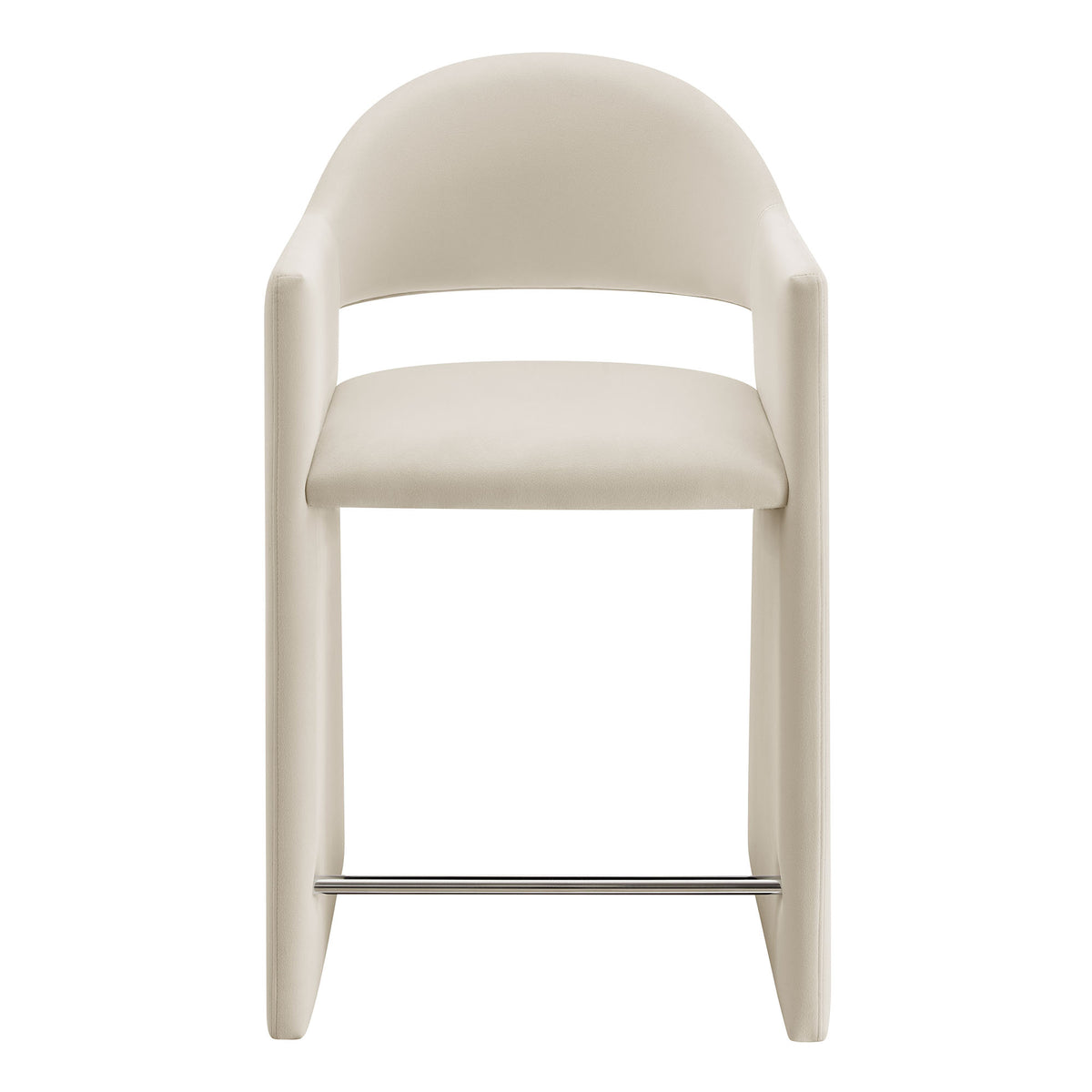 Quartz 37 Inch Performance Velvet Counter Stool in Alabaster