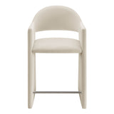 Quartz 37 Inch Performance Velvet Counter Stool in Alabaster