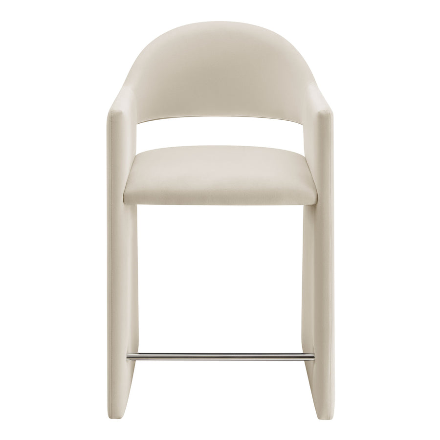 Quartz 37 Inch Performance Velvet Counter Stool in Alabaster