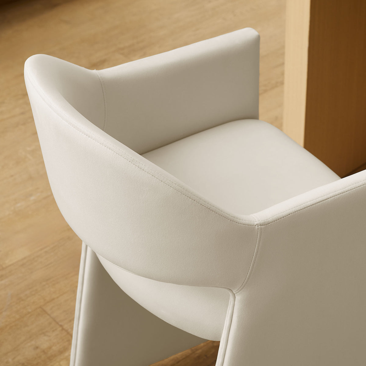 Quartz 37 Inch Performance Velvet Counter Stool in Alabaster