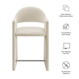 Quartz 37 Inch Performance Velvet Counter Stool in Alabaster