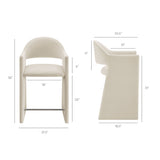 Quartz 37 Inch Performance Velvet Counter Stool in Alabaster