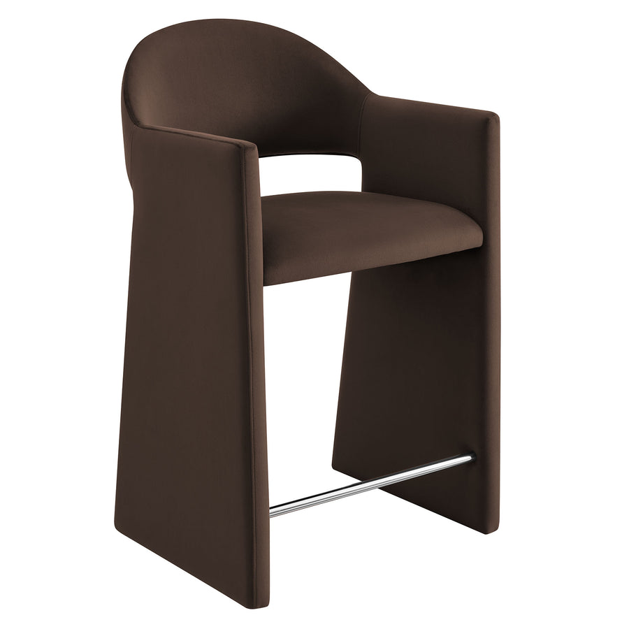 Quartz 37 Inch Performance Velvet Counter Stool in Chocolate Brown