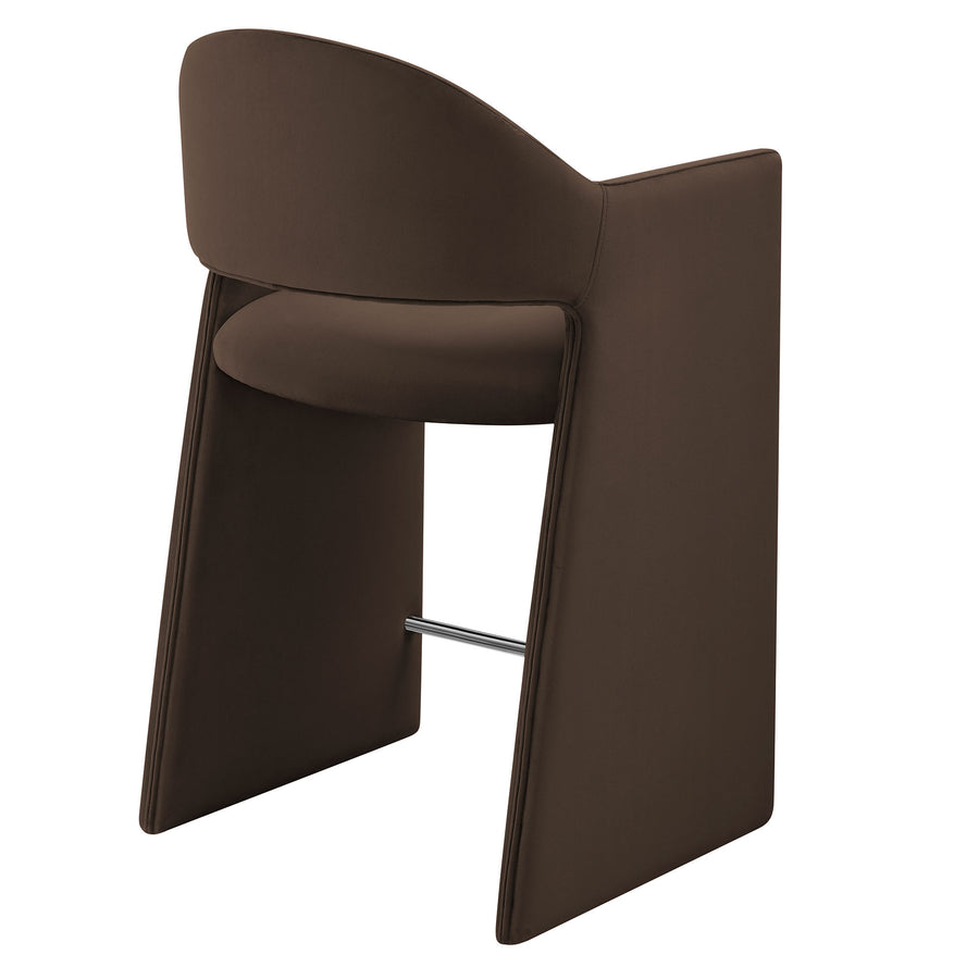 Quartz 37 Inch Performance Velvet Counter Stool in Chocolate Brown