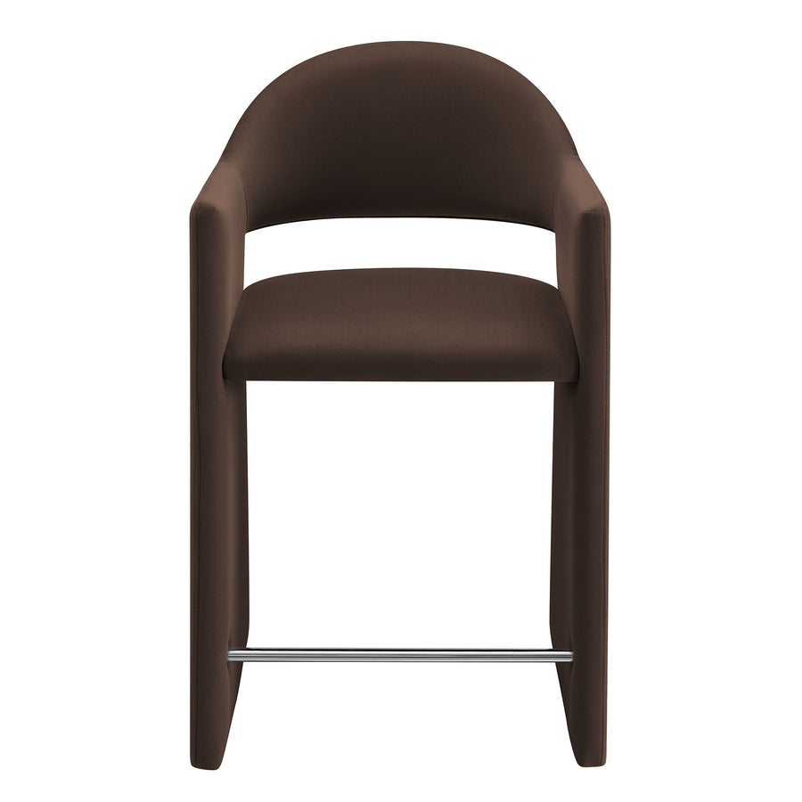 Quartz 37 Inch Performance Velvet Counter Stool in Chocolate Brown