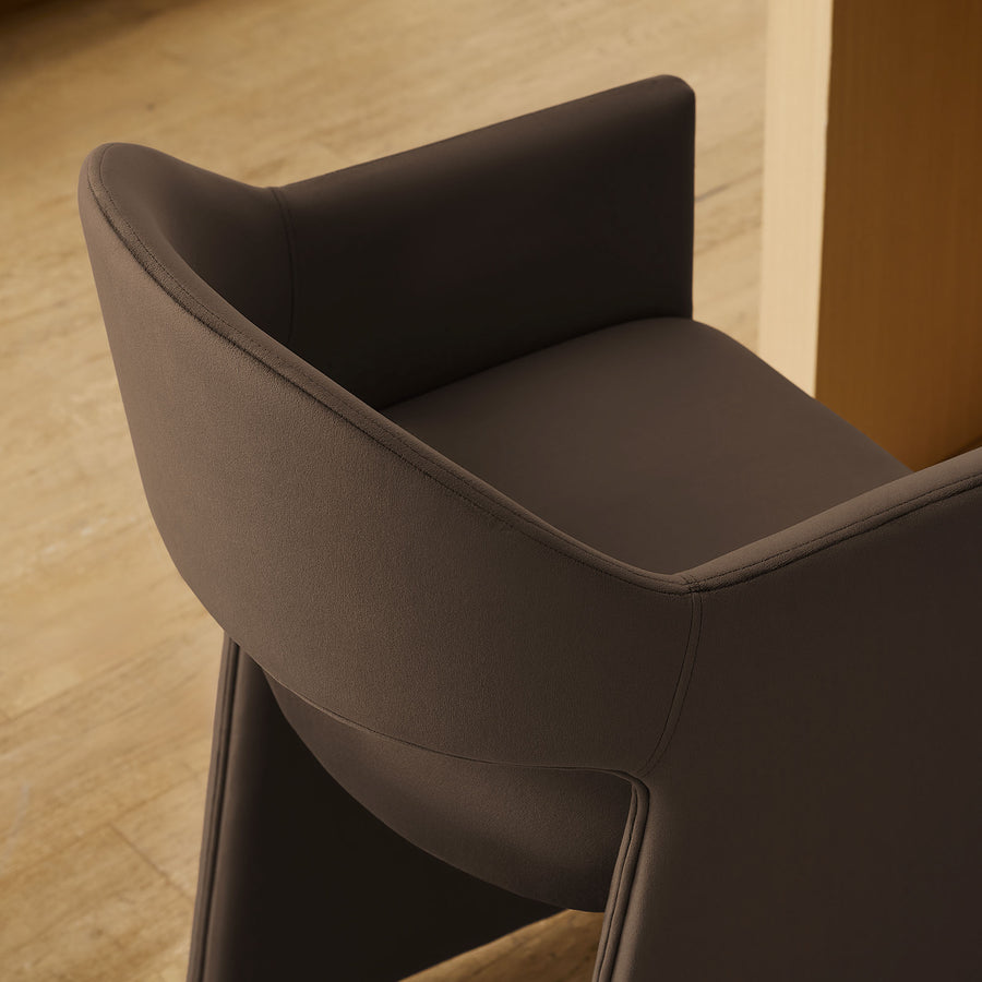 Quartz 37 Inch Performance Velvet Counter Stool in Chocolate Brown