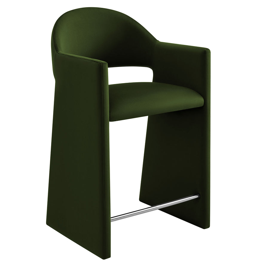 Quartz 37 Inch Performance Velvet Counter Stool in Moss Green