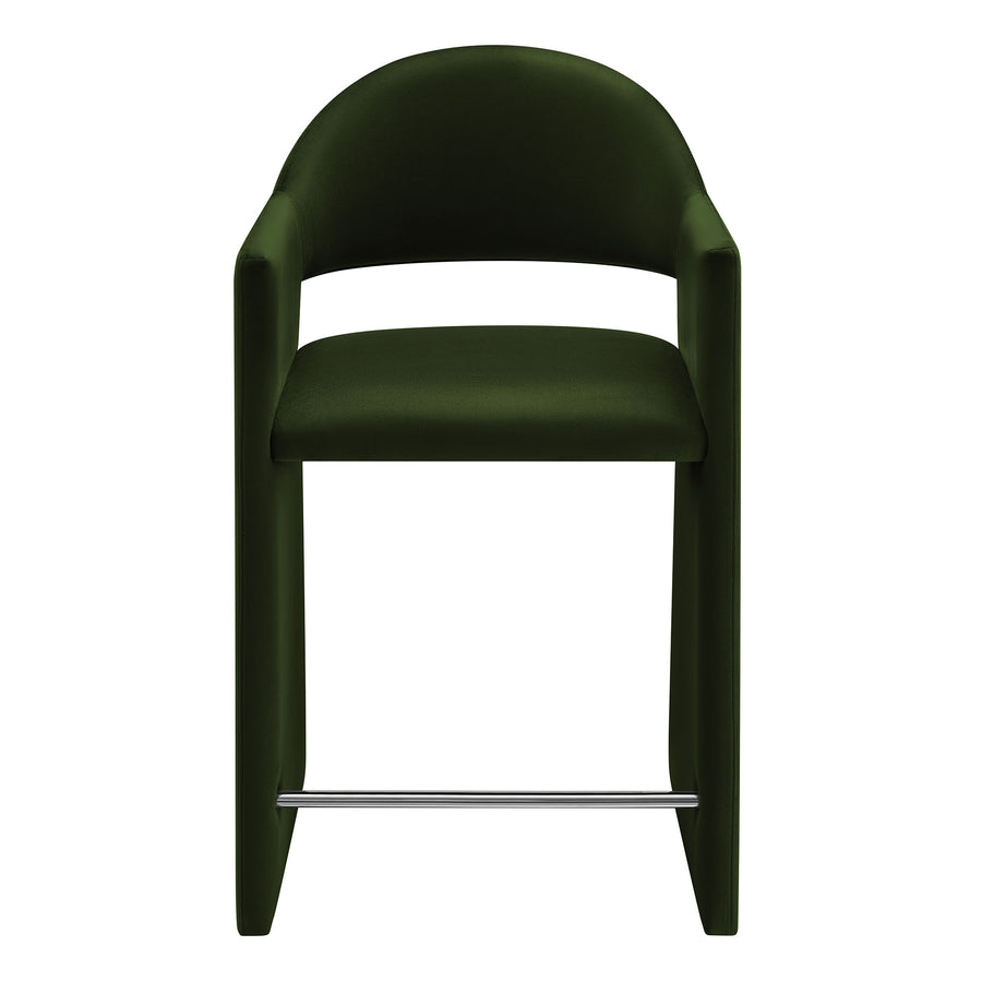 Quartz 37 Inch Performance Velvet Counter Stool in Moss Green
