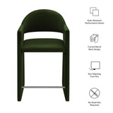 Quartz 37 Inch Performance Velvet Counter Stool in Moss Green