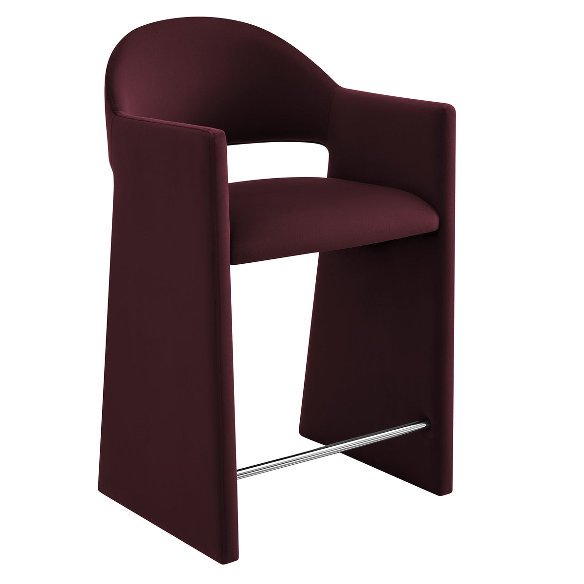 Quartz 37 Inch Performance Velvet Counter Stool in Mulberry