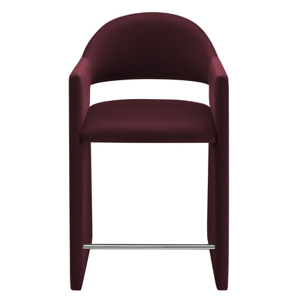 Talia 37 Inch Performance Velvet Counter Stool in Mulberry