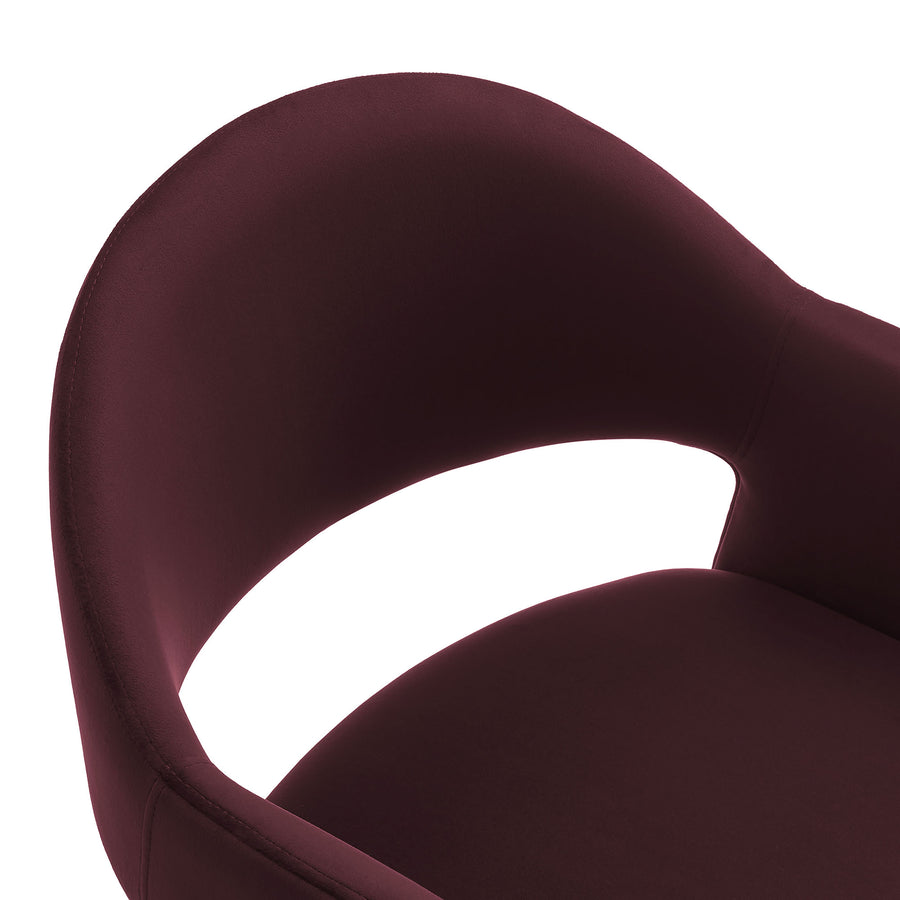 Quartz 37 Inch Performance Velvet Counter Stool in Mulberry