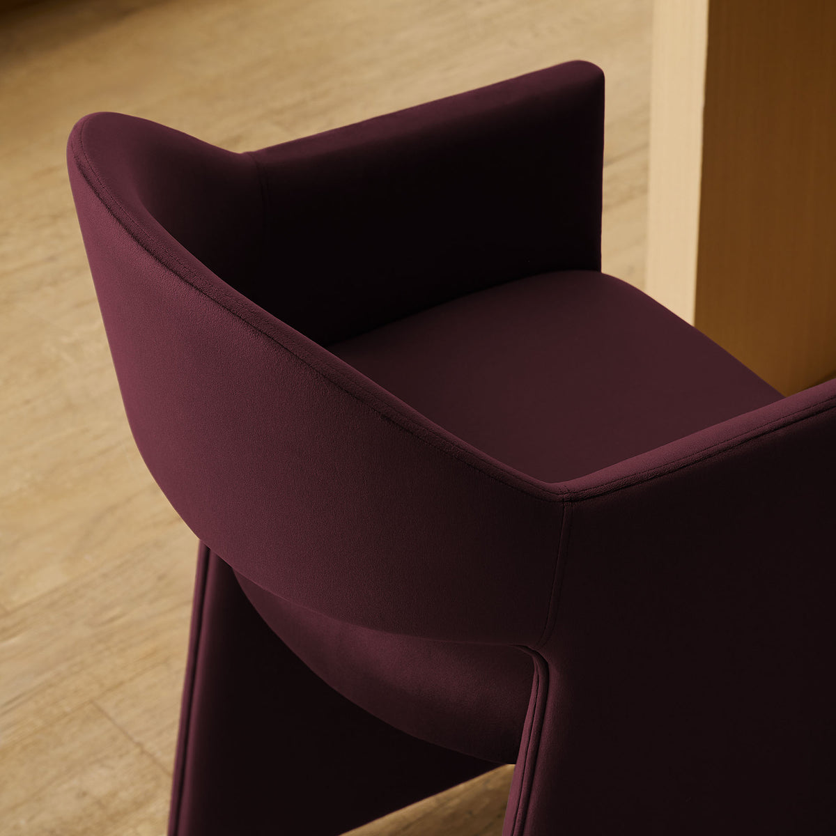 Quartz 37 Inch Performance Velvet Counter Stool in Mulberry