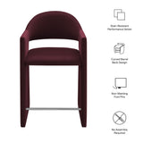 Quartz 37 Inch Performance Velvet Counter Stool in Mulberry