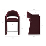 Quartz 37 Inch Performance Velvet Counter Stool in Mulberry