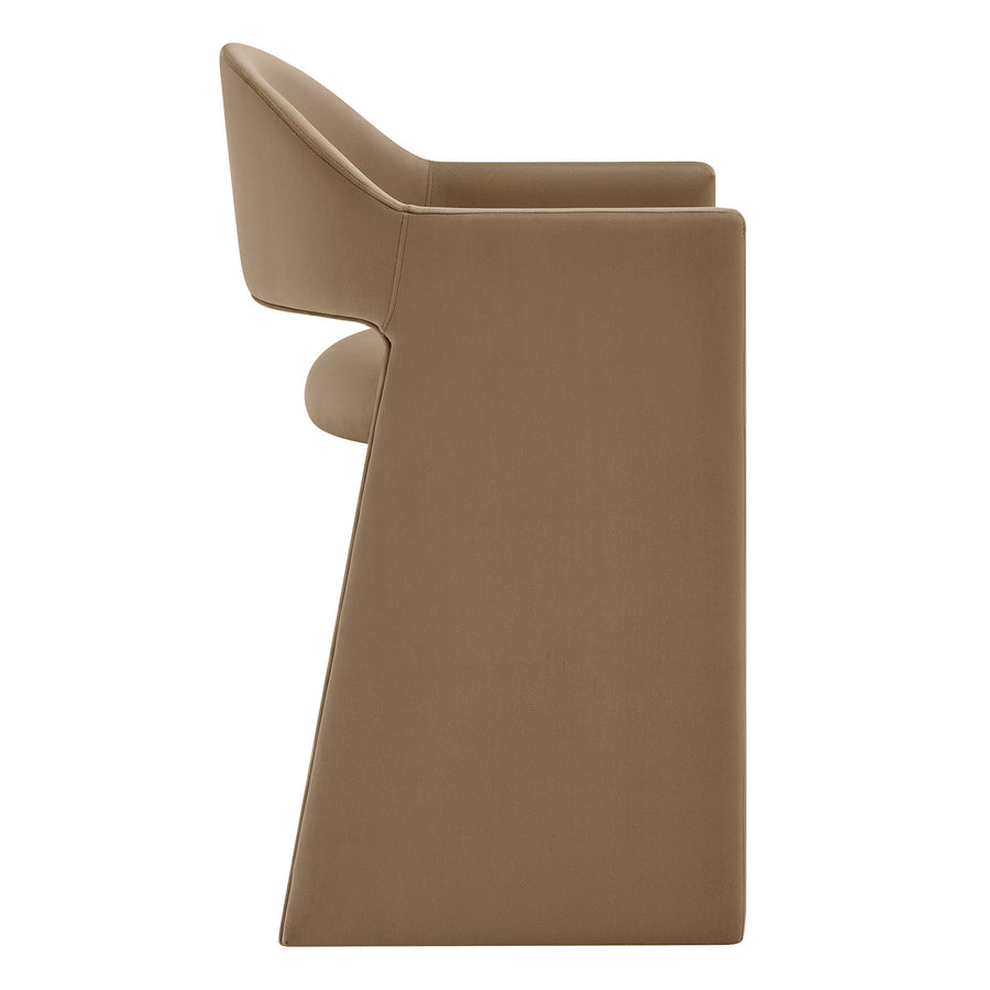 Quartz 37 Inch Performance Velvet Counter Stool in Taupe