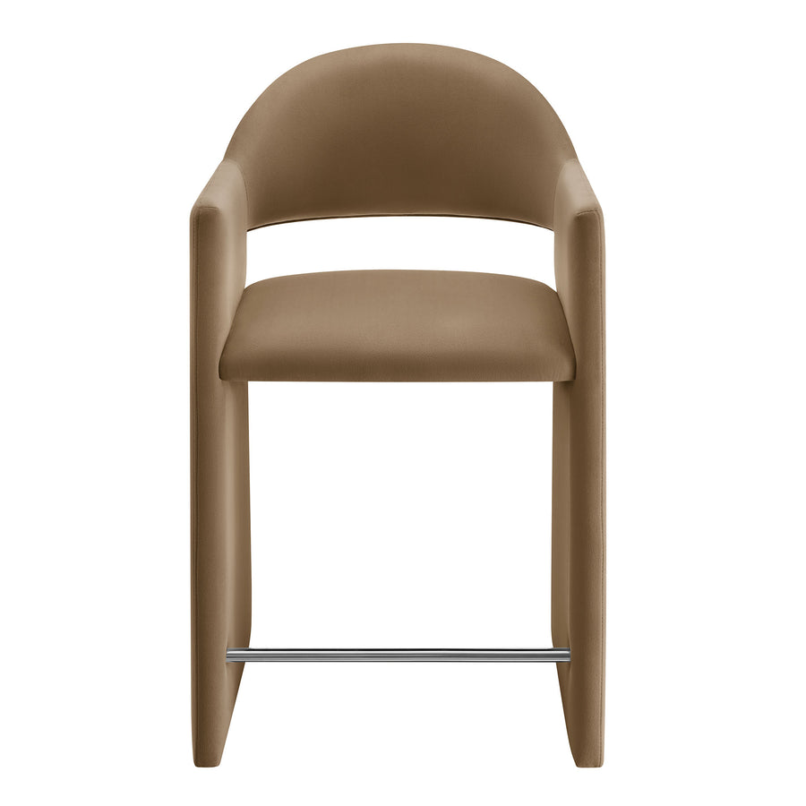 Quartz 37 Inch Performance Velvet Counter Stool in Taupe