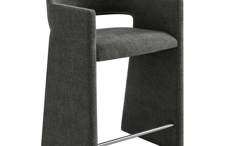 Quartz 37 Inch Upholstered Fabric Counter Stool in Charcoal