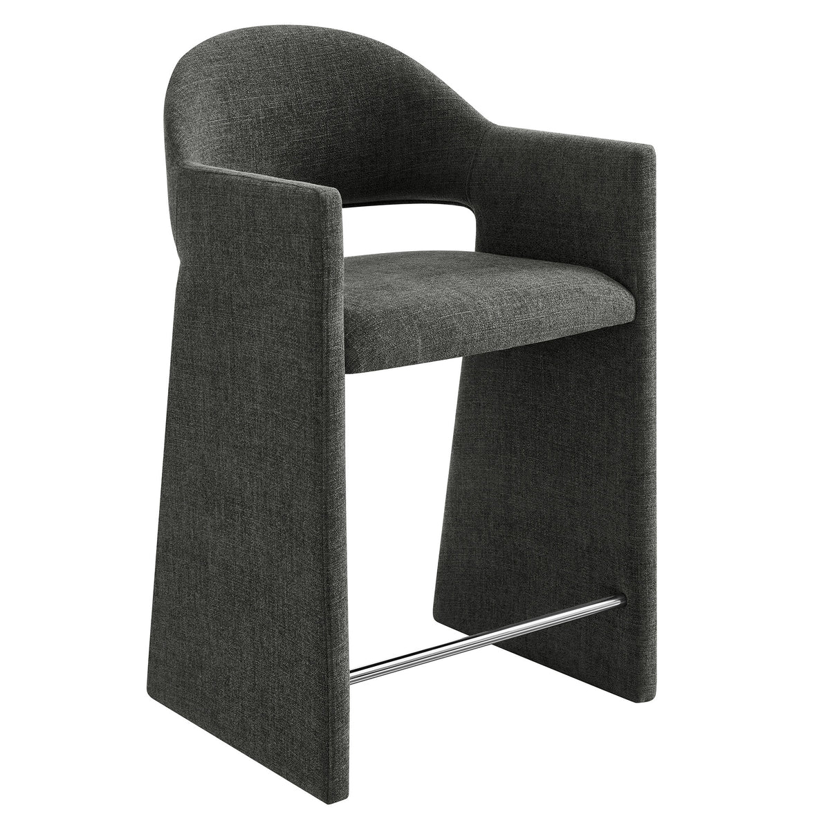 Quartz 37 Inch Upholstered Fabric Counter Stool in Charcoal