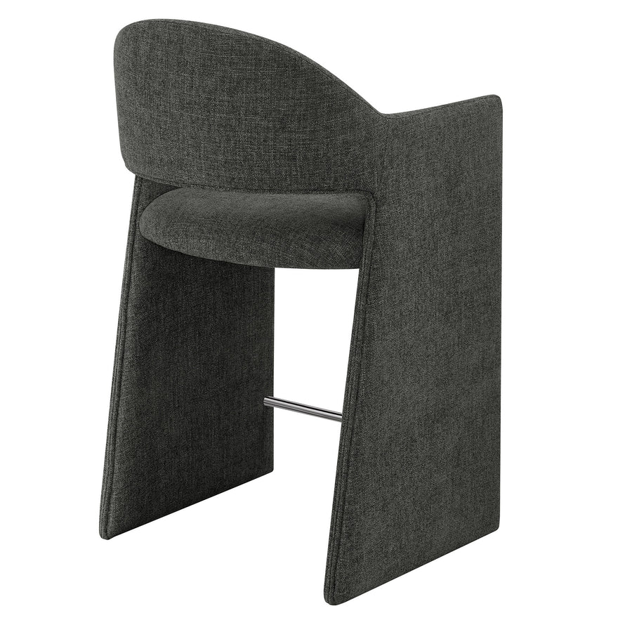 Quartz 37 Inch Upholstered Fabric Counter Stool in Charcoal