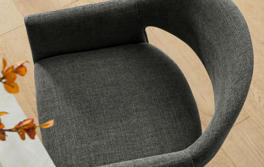 Quartz 37 Inch Upholstered Fabric Counter Stool in Charcoal