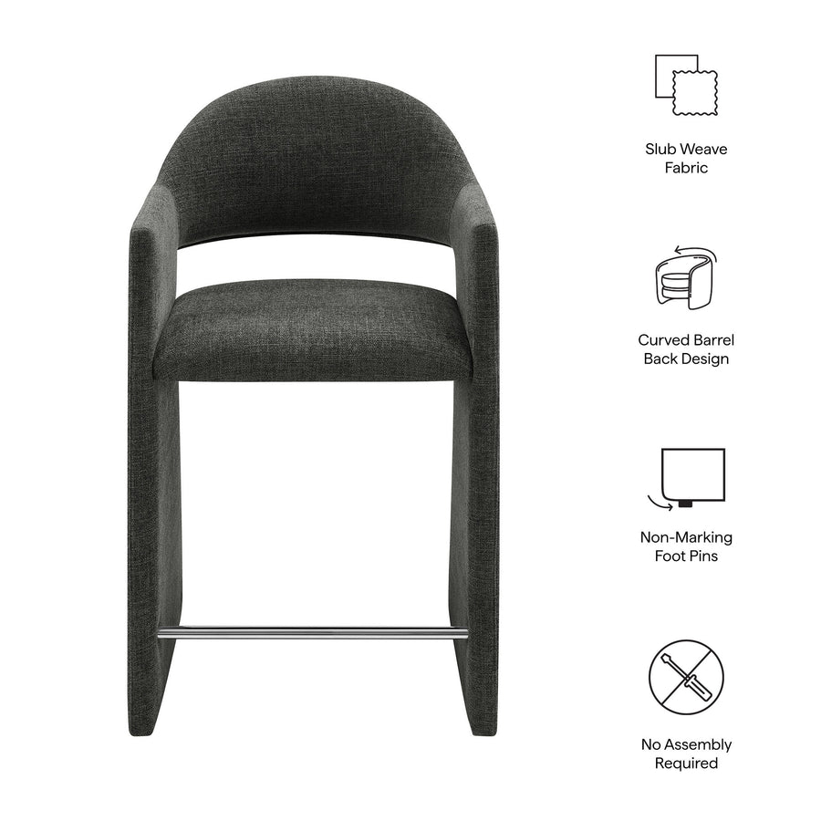 Quartz 37 Inch Upholstered Fabric Counter Stool in Charcoal