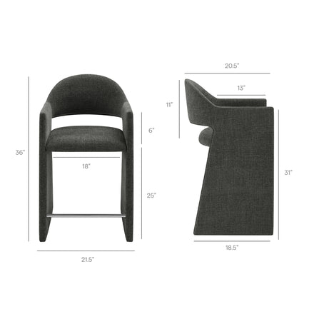 Talia 37 Inch Upholstered Fabric Counter Stool in Charcoal