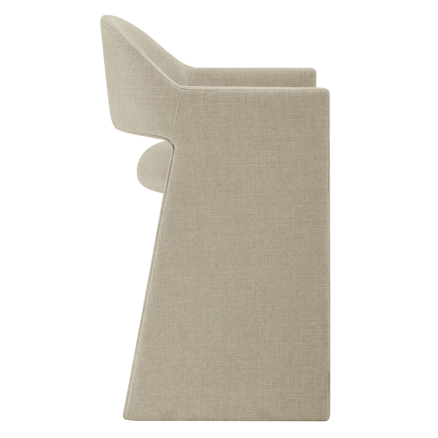 Quartz 37 Inch Upholstered Fabric Counter Stool in Linen