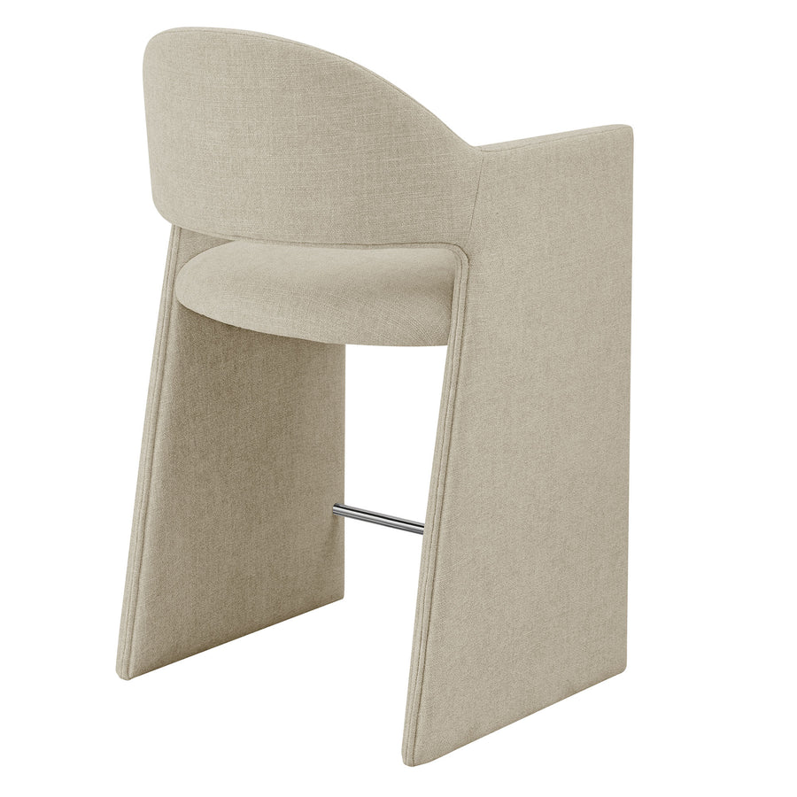 Quartz 37 Inch Upholstered Fabric Counter Stool in Linen