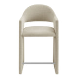 Quartz 37 Inch Upholstered Fabric Counter Stool in Linen