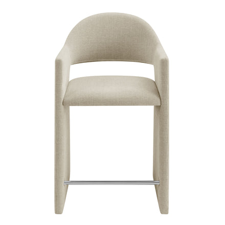 Talia 37 Inch Upholstered Fabric Counter Stool in Linen