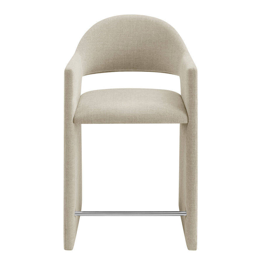 Quartz 37 Inch Upholstered Fabric Counter Stool in Linen