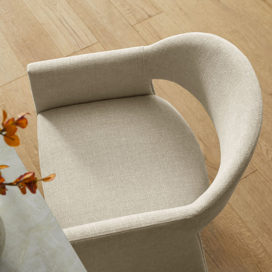 Quartz 37 Inch Upholstered Fabric Counter Stool in Linen