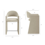Quartz 37 Inch Upholstered Fabric Counter Stool in Linen