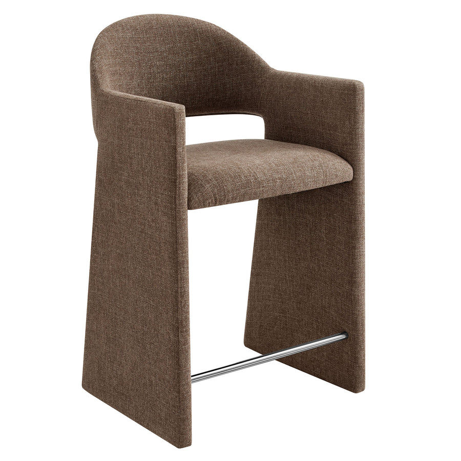 Quartz 37 Inch Upholstered Fabric Counter Stool in Mocha