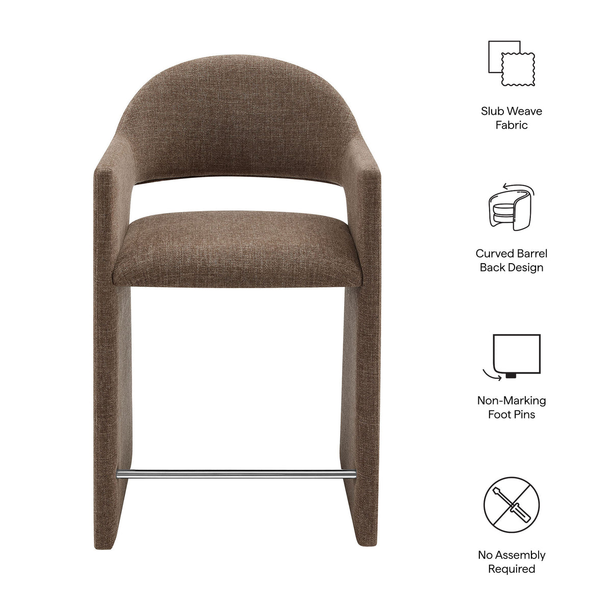 Quartz 37 Inch Upholstered Fabric Counter Stool in Mocha