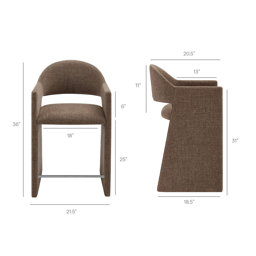 Quartz 37 Inch Upholstered Fabric Counter Stool in Mocha