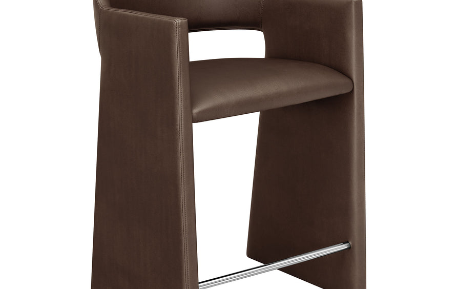 Quartz 37 Inch Vegan Leather Counter Stool in Espresso