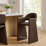 Quartz 37 Inch Vegan Leather Counter Stool in Espresso