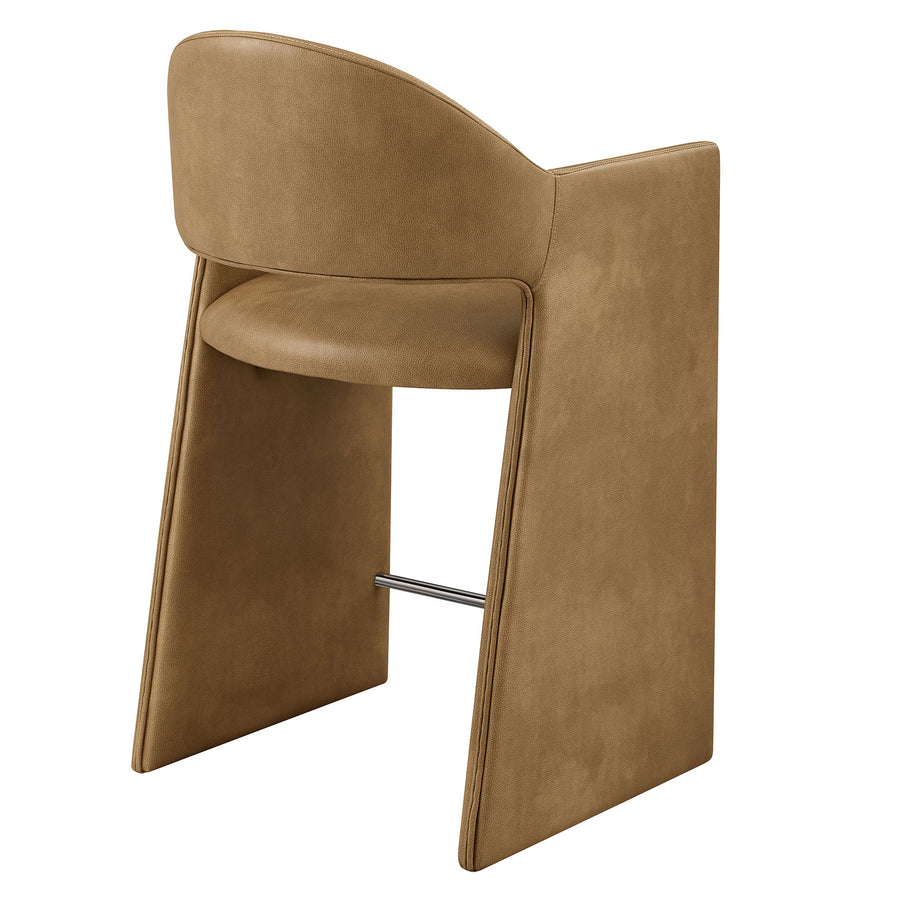Quartz 37 Inch Vegan Leather Counter Stool in Toast