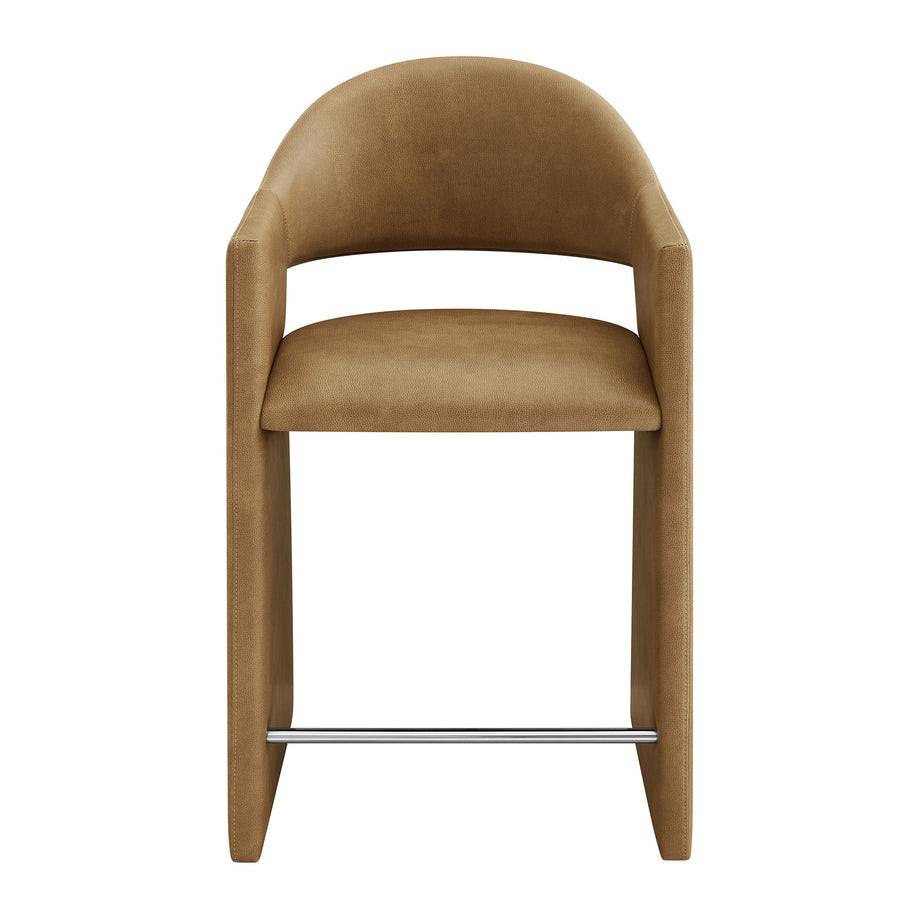 Quartz 37 Inch Vegan Leather Counter Stool in Toast