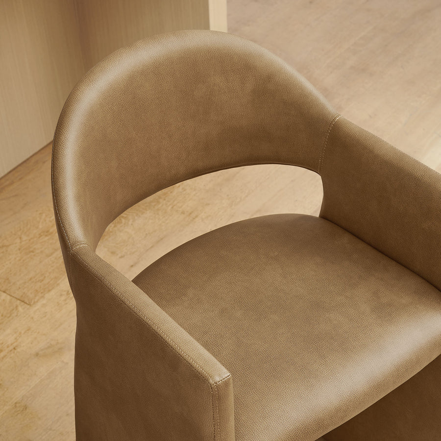 Quartz 37 Inch Vegan Leather Counter Stool in Toast