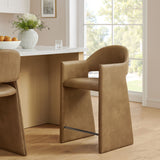Quartz 37 Inch Vegan Leather Counter Stool in Toast