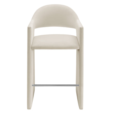 Talia 41 Inch Performance Velvet Bar Stool in Alabaster