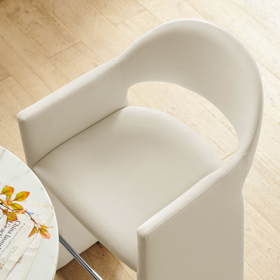 Quartz 41 Inch Performance Velvet Bar Stool in Alabaster