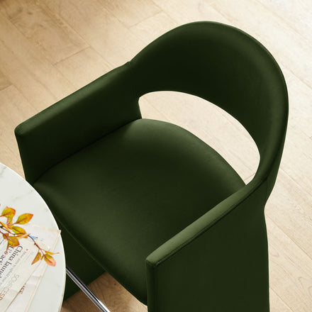 Talia 41 Inch Performance Velvet Bar Stool in Moss Green