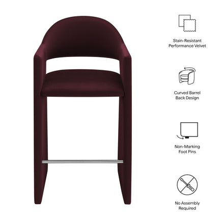 Talia 41 Inch Performance Velvet Bar Stool in Mulberry